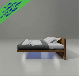 Letto wood bed con testiera floor