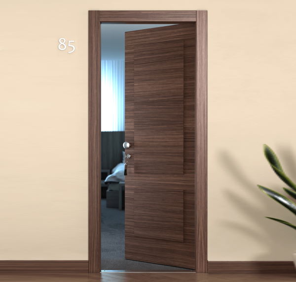 Rei 45 wooden door with horizontal walnut finish